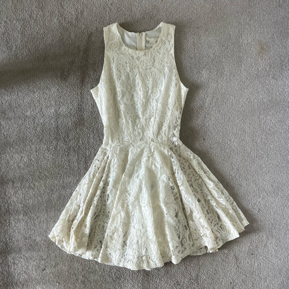 H&M Fit and Flare Cream Lace Sundress